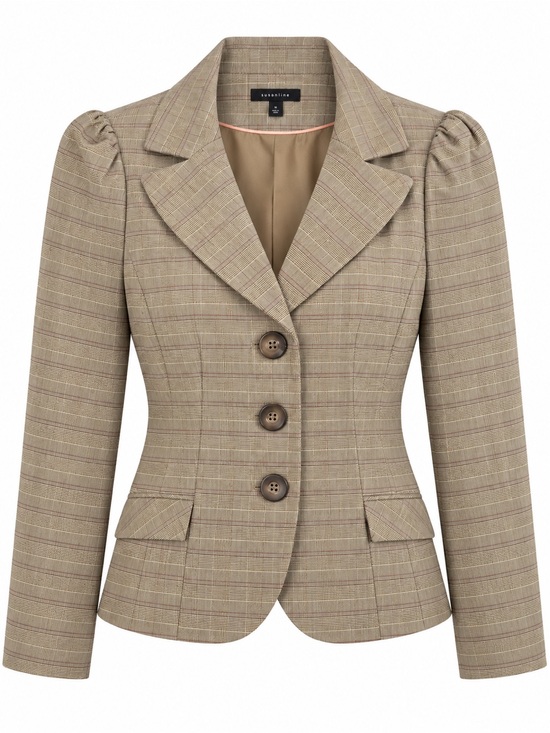 Semantiks Jackets & Blazers - Plaid Single-Breasted Women's Blazer Jacket -Preppy, Collegiate, Tailored